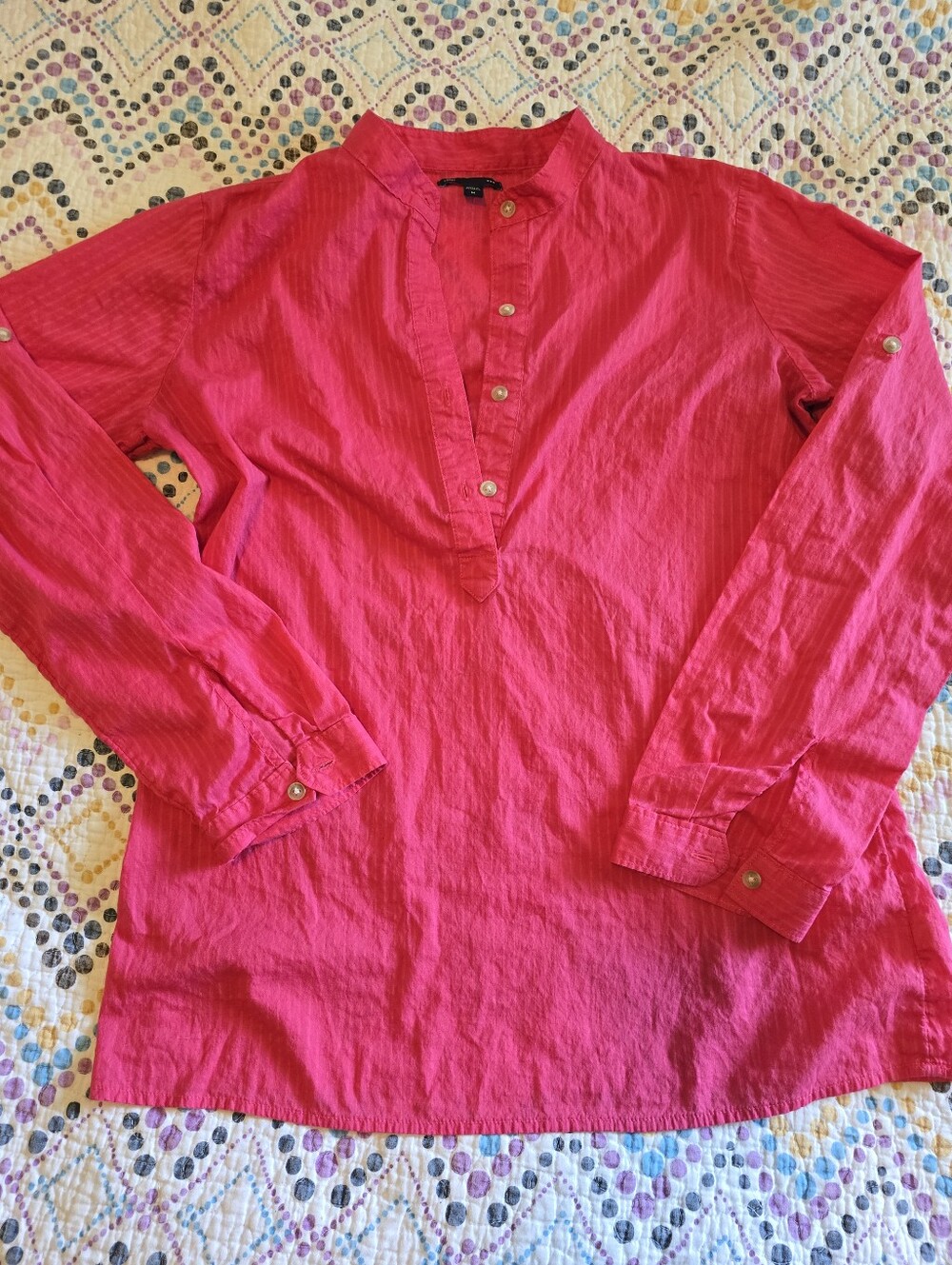 Gap Blouse Womens  Pink Long Sleeve Henley Tunic Button